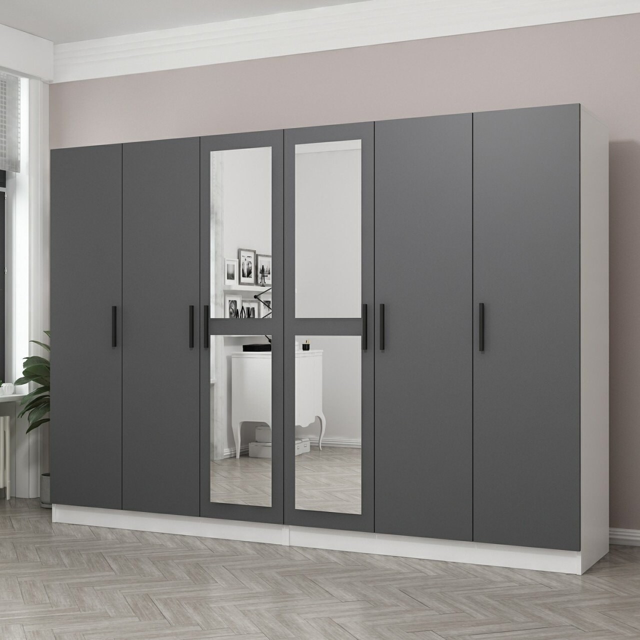 Dulap pentru haine, Minerva, Kale, 270x190x52 cm, PAL, Antracit - 1 | YEO