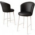 Set scaune  de bar 4 piese, Charlotte, Uras, Metal, Alb/Negru