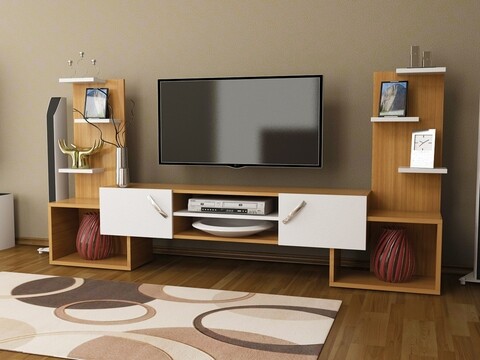 Comoda TV OCEANS, Gauge Concept, 182x33x90 cm, PAL, tec/alb Gauge Concept imagine 2022 by aka-home.ro