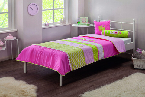 Set cuvertura de pat Young, Love (90-100 Cm), Çilek, Poliester Çilek