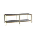 Comoda TV, Neostill, Basic, 130x45x40 cm, Sticla temperata, Gri inchis/Auriu