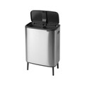 Cos de gunoi cu soft touch, Brabantia, Bo Touch Matt Fingerprint Proof, 2x30 L, 31.2x54.5x81.5 cm, otel, argintiu