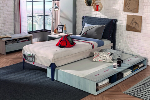 Pat extensibil, Çilek, trio pull-out bed with partitions (90x190), 123x26x194 cm, multicolor