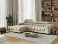 Coltar extensibil dreapta 3 locuri ELTAP, LT-18AU, Felro, 285x181x93 cm, lemn/poliester, bej inchis