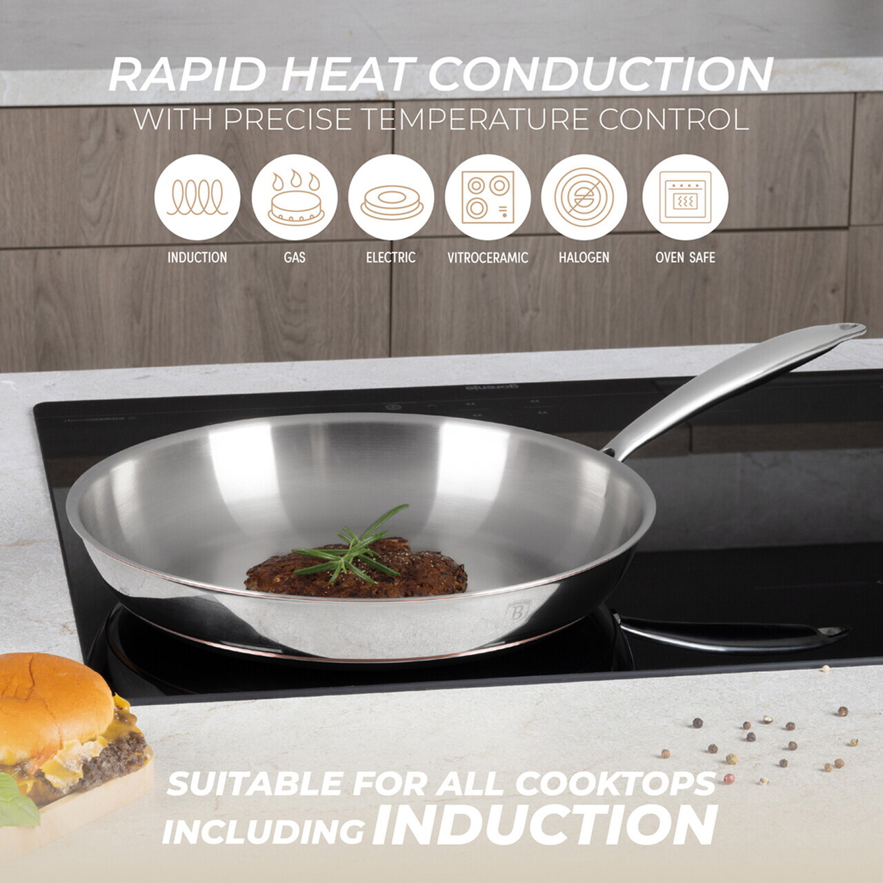 Tigaie Berlinger Haus, Copper Touch, 30 cm, inox, argintiu - imagine 7