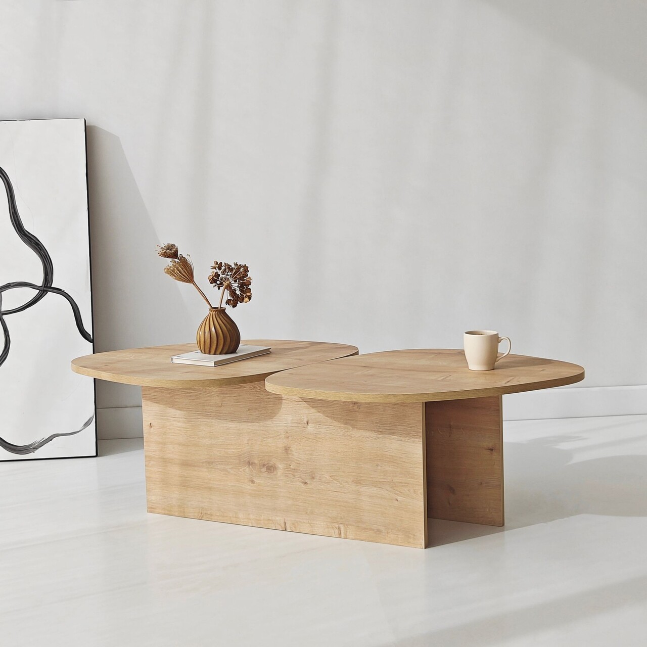 Masuta de cafea, Hanah Home, Stones, 125x38x60 cm, Maro - view 8