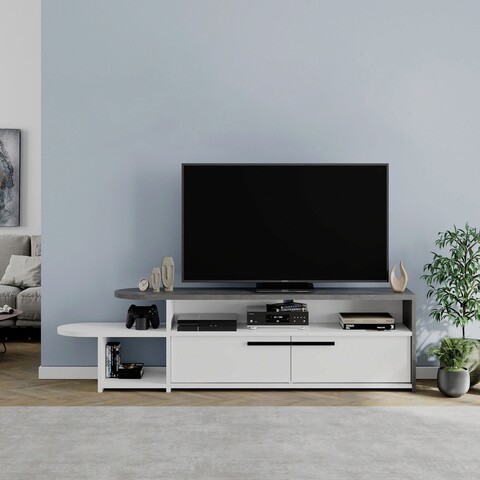 Comoda tv, homitis, lyra, 167x44.8x33 cm, alb / gri