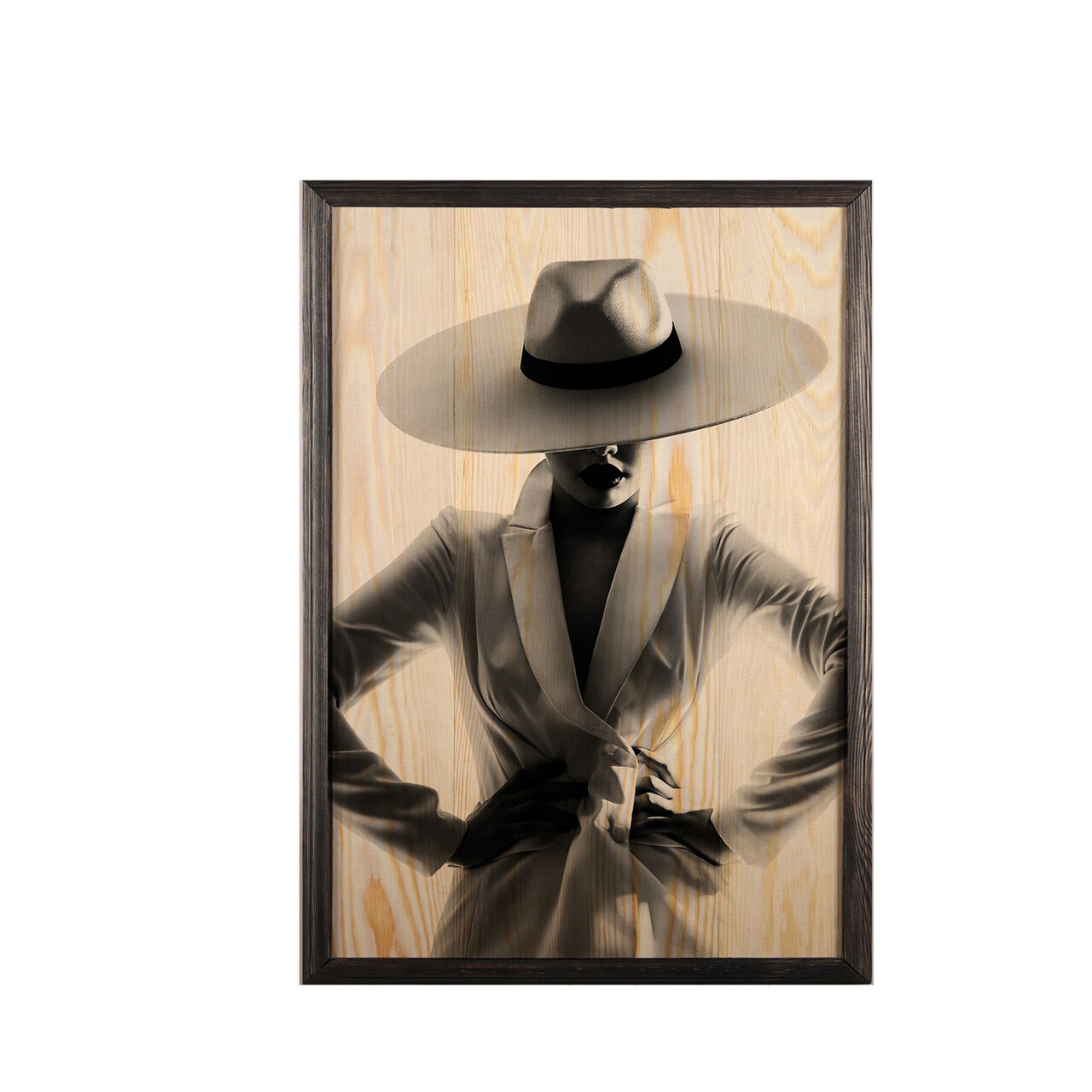 Tablou decorativ, Woman Hat, Lemn, Lemn, Multicolor - 1 | YEO