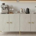 Consola, Hanah Home, Squarel 150, 150x75x32 cm, Alb / Travertin