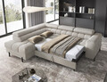 Coltar extensibil stanga 5 locuri ELTAP, LT-20ROY, Ferucce, 276x200x93 cm, lemn/poliester, bej deschis
