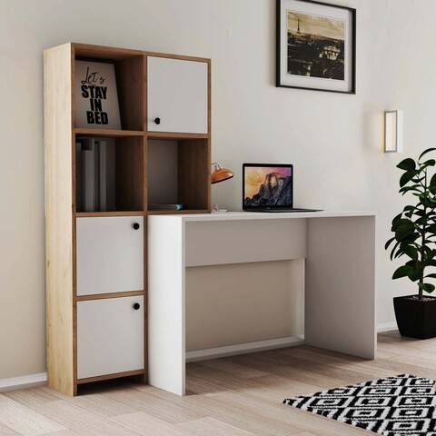 Birou, mezza, silence, 156.8x146.8x51.5 cm, stejar alb