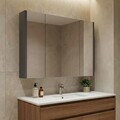 Dulap de baie cu oglindă, Hanah Home, Arno 100, Gri/Antracit