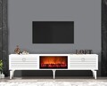 Comoda TV, Olivia, Arona Fireplace, 150x44.6x29.6 cm, PAL , Alb