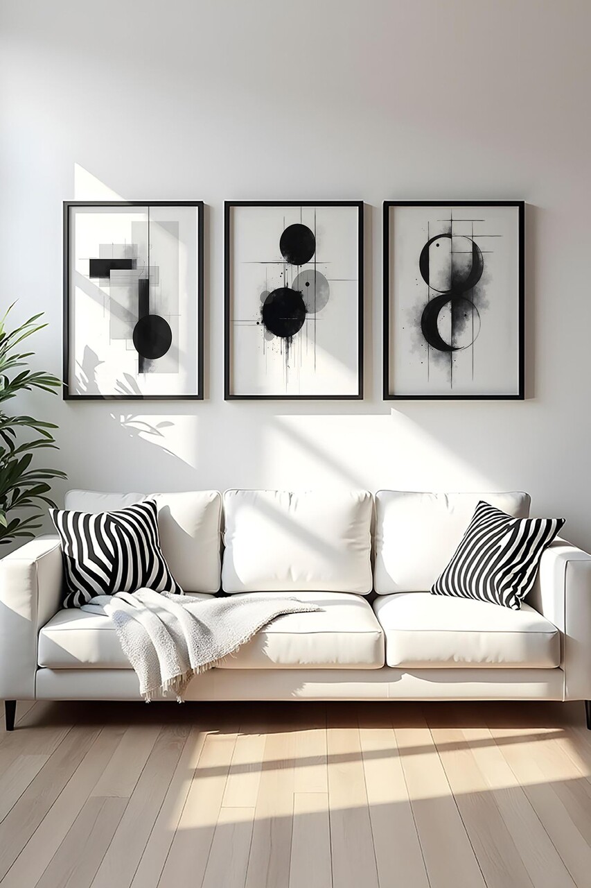 Set 3 tablouri decorative Huhu431 Cadru: 100% LEMN MASIV (Grosime: 2 cm) Multicolor