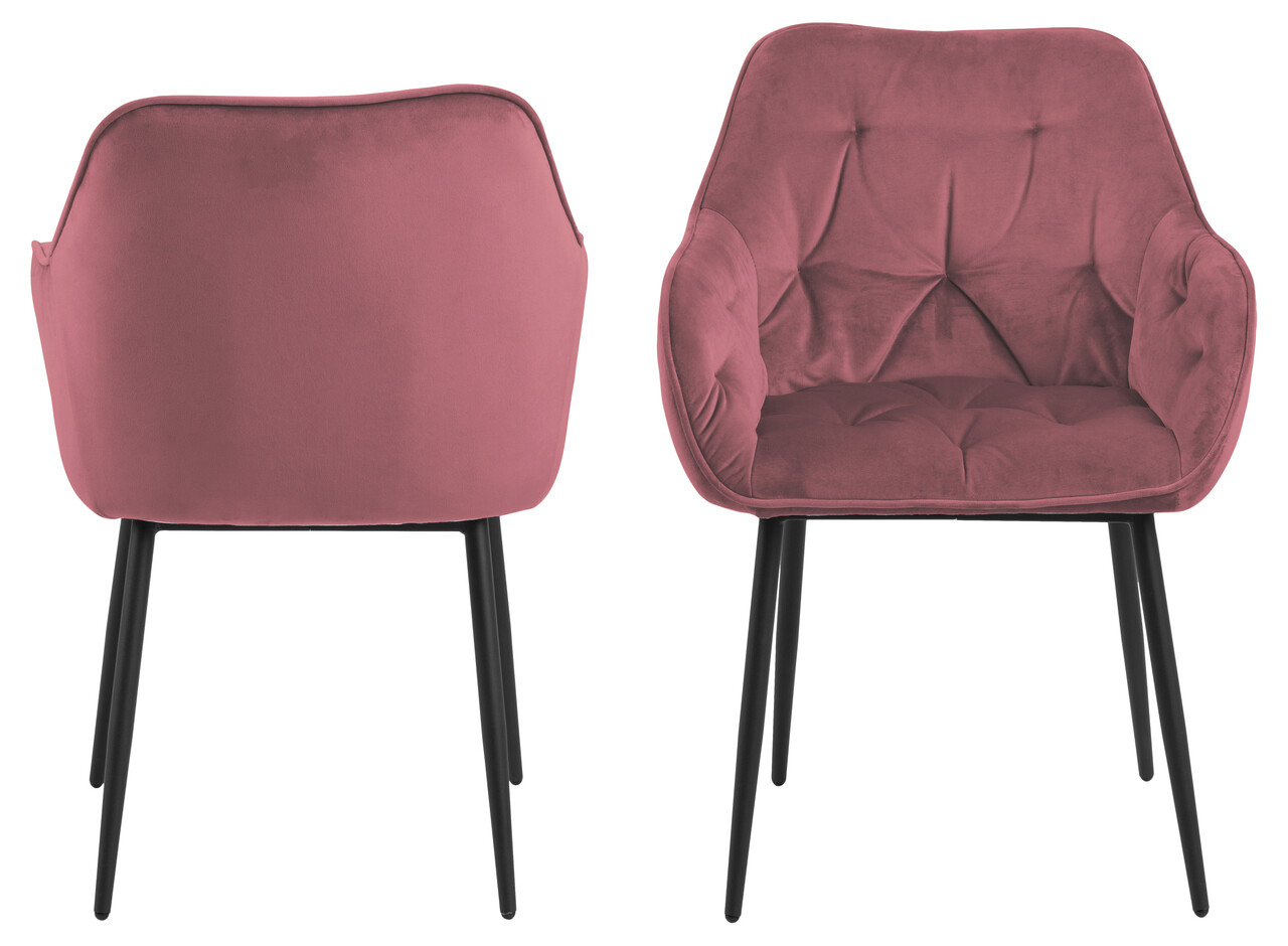 Scaun Brooke, Actona, 58x55x83 cm, catifea/otel, corai - view 7
