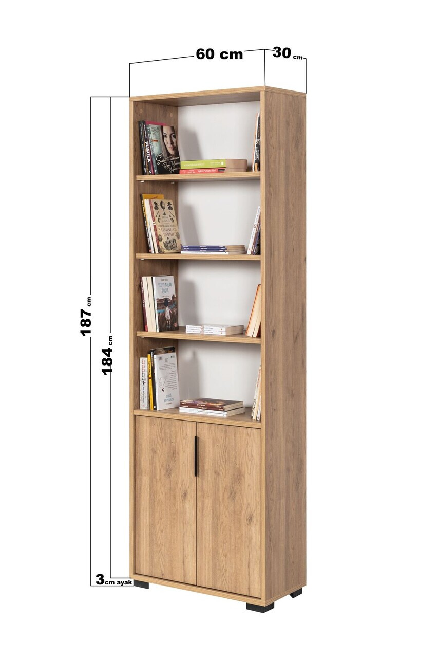 Corp biblioteca, Hanah Home, Evm 8105, 60x187x30 cm, PAL, Maro — imaginea 5