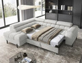 Coltar extensibil stanga 5 locuri ELTAP, LT-03ROY, Ferucce, 276x200x93 cm, lemn/poliester, gri deschis