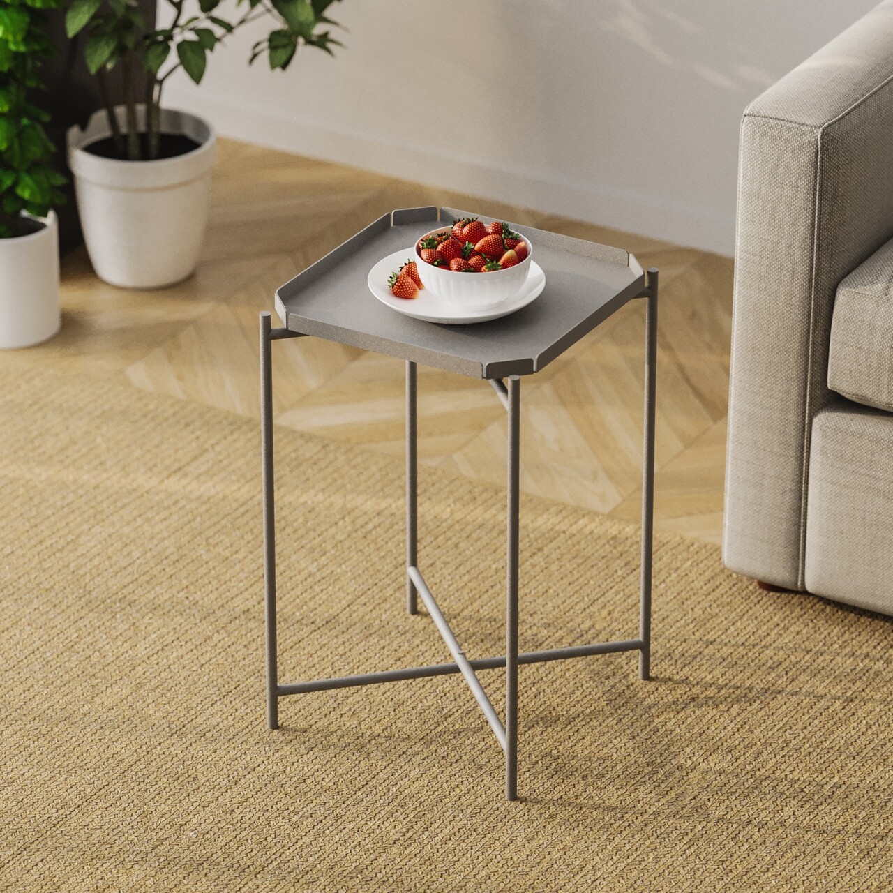 Masuta de cafea, Cerritos, Shb-008-C, 46x56x46 cm, Metal, Gri - 1 | YEO