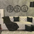 Decoratiune de perete, Flowers 5, metal, 146 x 49 cm, negru