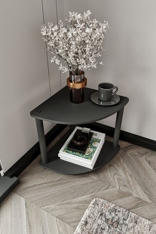 Masuta, Hanah Home, Bookcase 2-Tiers Corner, 34x38x34 cm, MDF , Negru