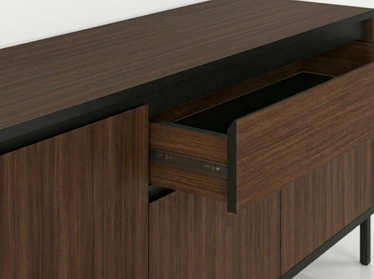 Consola, Hanah Home, Lorenza, 180x80x40 cm, PAL, Nuc Milano / Negru lemn / Negru — imaginea 5