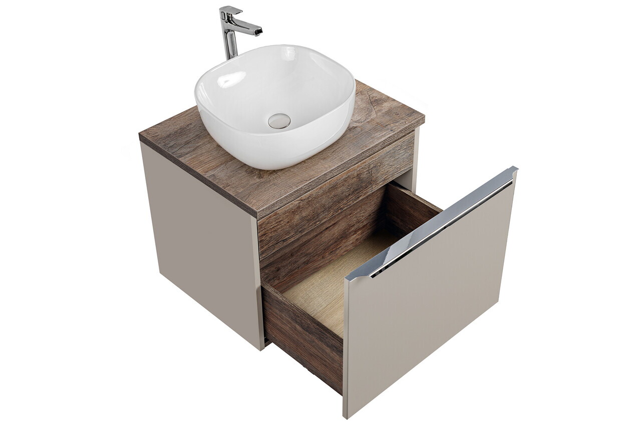 Set mobiler baie, dulap cu lavoar, 60 cm, Santa Fe Taupe, Comad, MDF/PAL laminat, gri/stejar santa fe vintage — imaginea 5