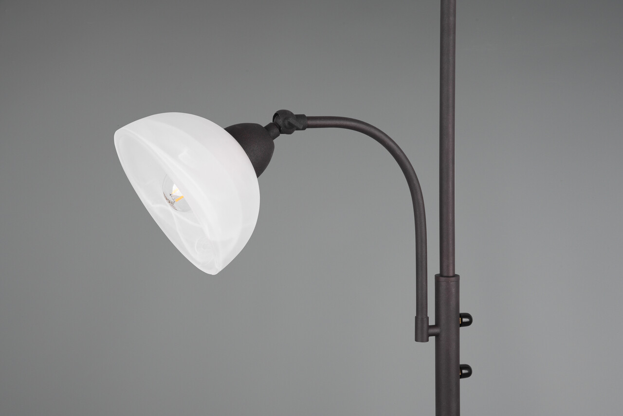 Lampadar Country, RL, 30x184 cm, 100W/40W, 1x E27, 1x E14, metal, negru/alb