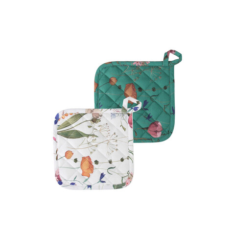 Set 2 suporturi pentru vase fierbinti Flora, Andrea Fontebasso, 2 piese, 18x18 cm, bumbac, multicolor