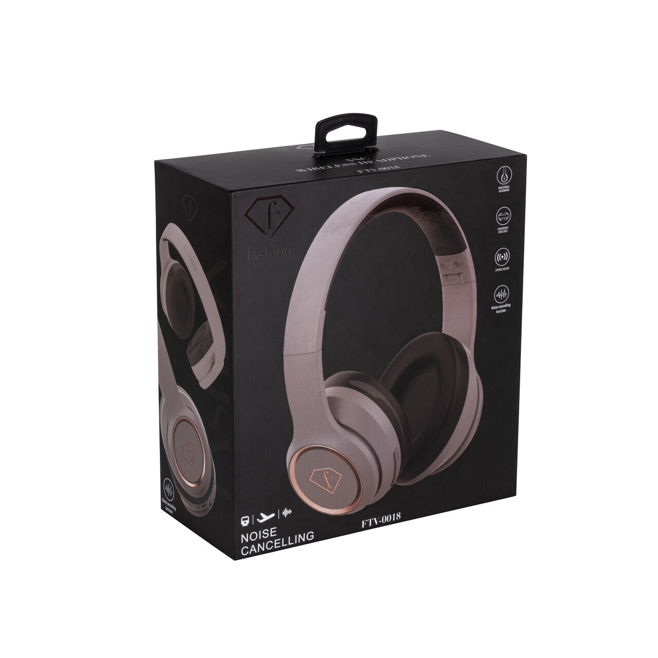 Casti wireless ANC Fashion TV, Headphones, 17x18.5x8 cm, taupe - imagine 9
