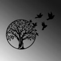 Decoratiune de perete, Tree And Birds, Metal, Dimensiune: 61 x 56 cm, Negru