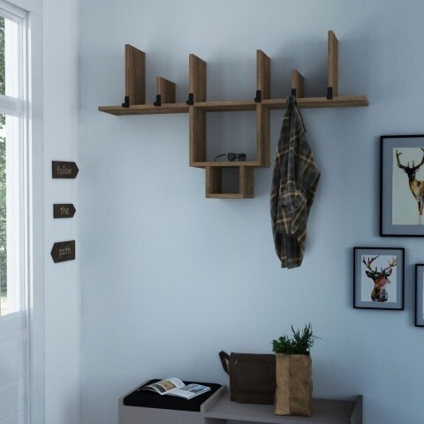 Cuier cu rafturi, Homitis, Cervo - Dark Oak, 20x68.5x118 cm
