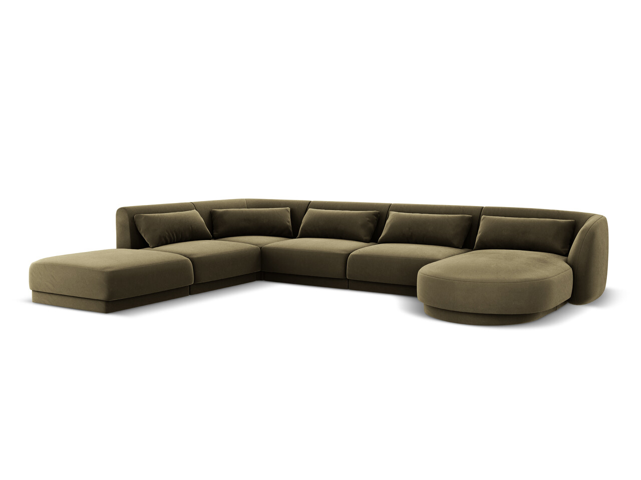Coltar panoramic stanga 6 locuri, Tulum, Cosmopolitan Design, 330x255x70 cm, catifea, verde - 1 | YEO