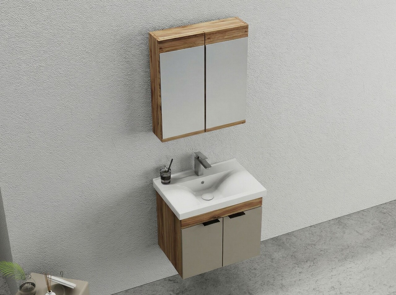 Set mobilier de baie (2 piese), Hanah Home, Carıno 65, Pin / Latte - view 3