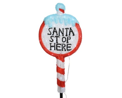 Decoratiune luminoasa pentru exterior Santa stop here , Lumineo, 30 LED-uri, H93 cm, multicolor cm/