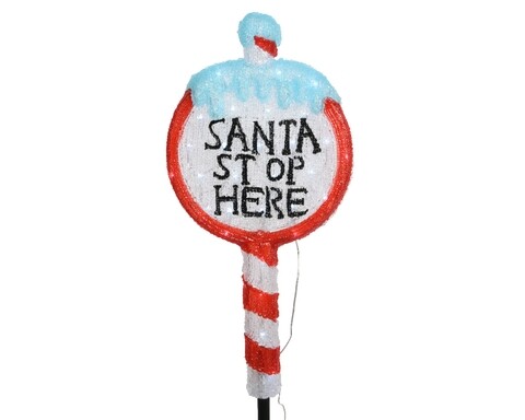 Decoratiune luminoasa pentru exterior Santa stop here , Lumineo, 30 LED-uri, H93 cm, multicolor