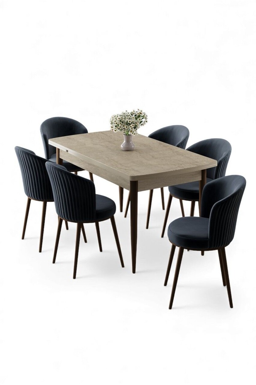 Set masa extensibila si scaune, Hanah Home, Asfel, Travertin / Antracit - view 2