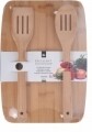 Set 2 linguri pentru salata + tocator din bambus