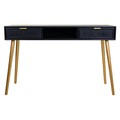 Consola Creaciones Meng, 132x41x79 cm, MDF/bambus, negru/auriu