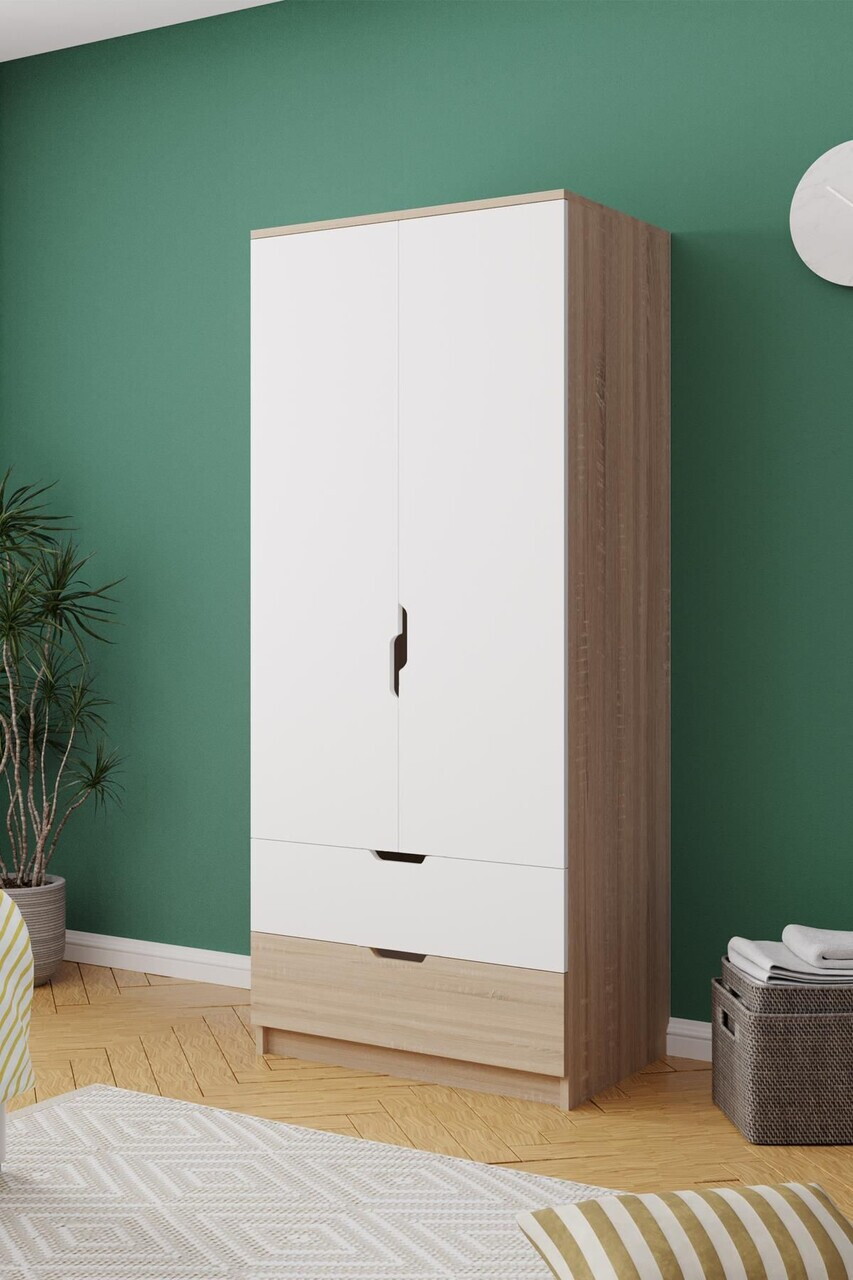 Dulap pentru haine Hanah Home Lento 75x180x52.5 cm PAL Stejar Sonomo / Alb