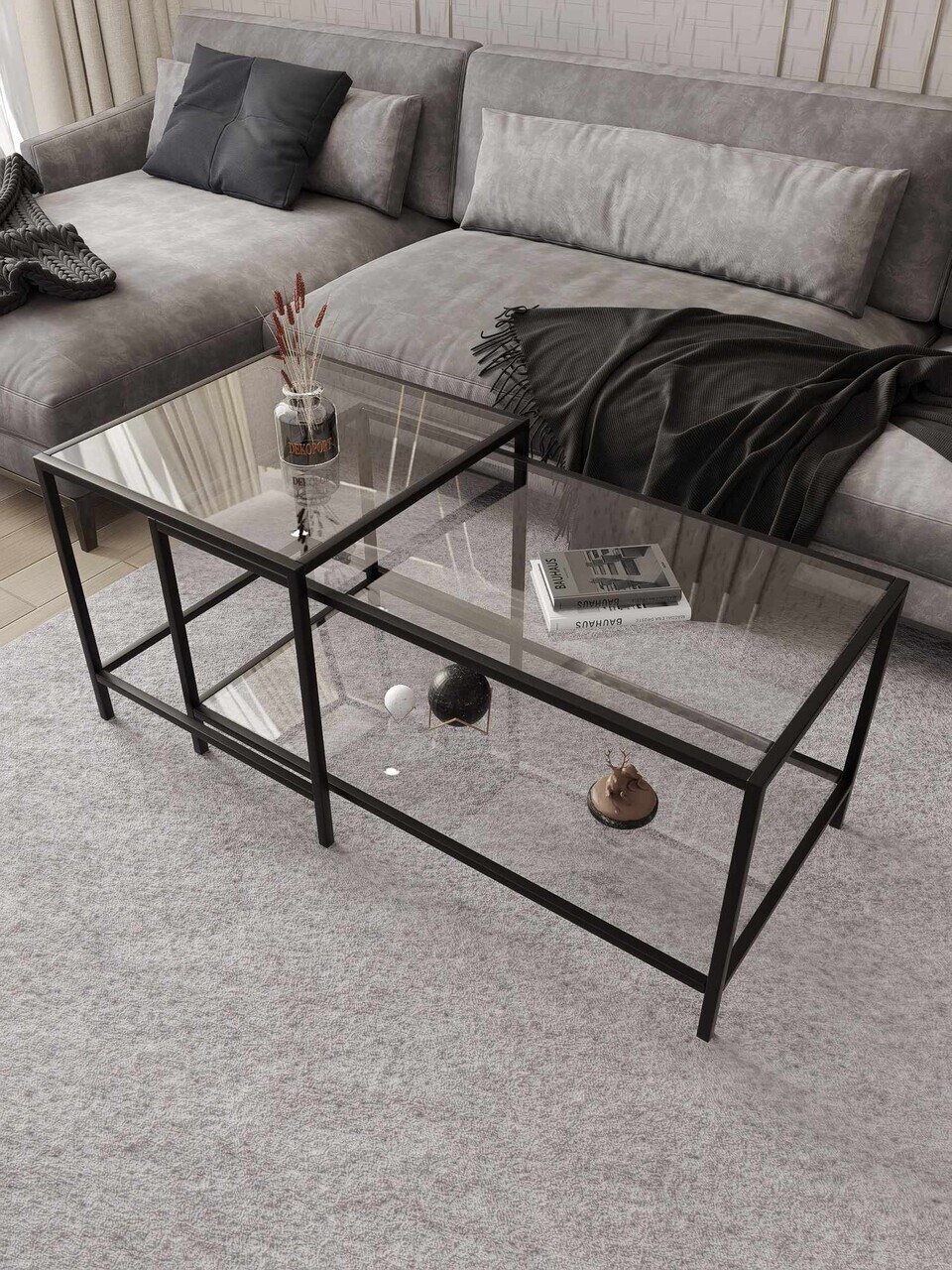Set masute de cafea, Hanah Home, Perla, Negru — imaginea 2