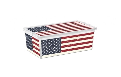 Cutie depozitare cu capac, KIS C-Box American Flag XS, 6 L, plastic
