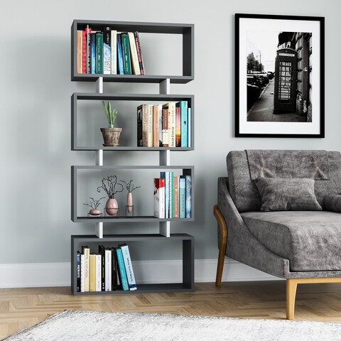 Corp biblioteca, Colman, Langdon, 72.5x25x161 cm, PAL, Antracit/Alb