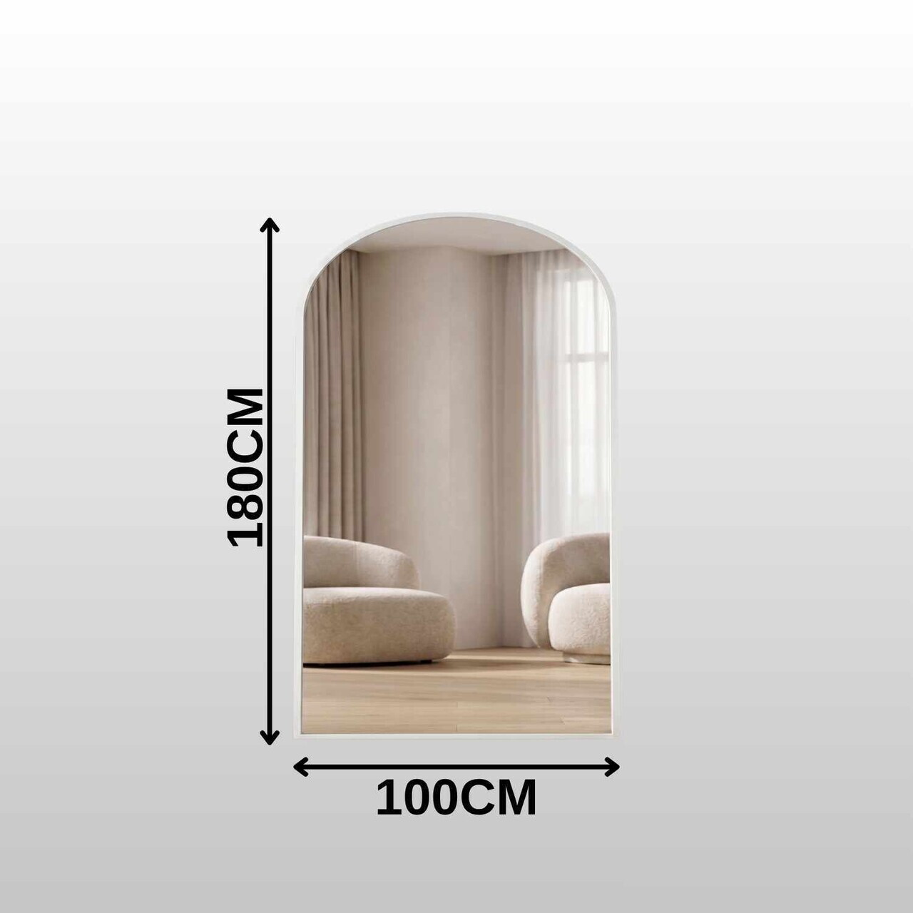 Oglinda Cheval, Hanah Home, Oval 100x180, 100x180x1.5 cm, Alb — imaginea 3