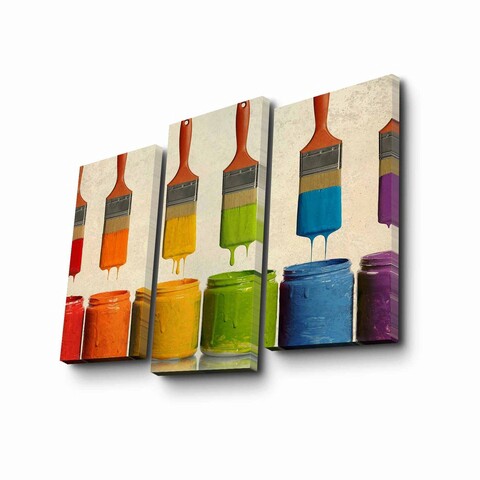 Set 3 tablouri decorative, 3PATK-85, Canvas, 20 x 39 cm, 2 piese, Multicolor