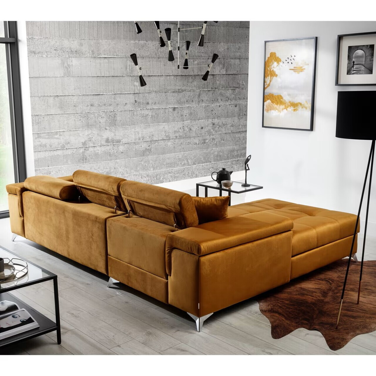 Coltar extensibil stanga 4 locuri ELTAP, Ric-65, Ricardo, 281x205x88 cm, lemn/poliester, mustar - view 10
