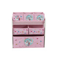 Organizator jucarii / mobilier camera copilului Unicorns, U-Grow, 63x30x60 cm, lemn de pin/textil, roz