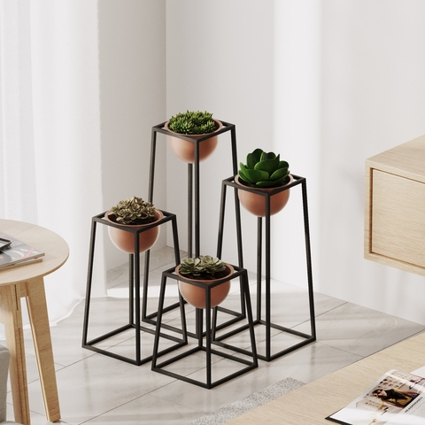 Ghiveci, GED-018-B, Metal, Negru/Cupru