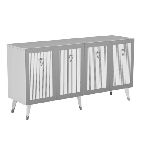 Consola, Olivia, Bare, 150x40x80 cm, PAL , Alb / Argintiu