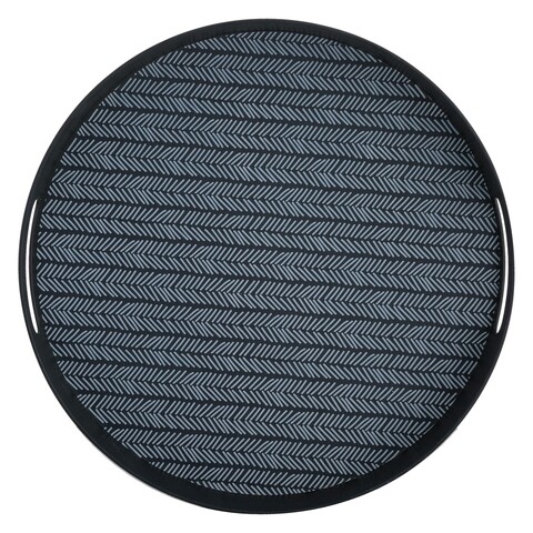Tava servire monocrom, 5 x 38.4 cm, plastic, negru