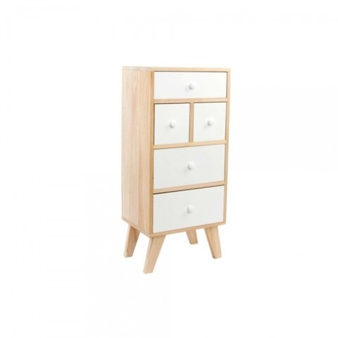 Comoda cu 5 sertare, dkd home décor, 35 x 25 x 78 cm, lemn, alb/natur